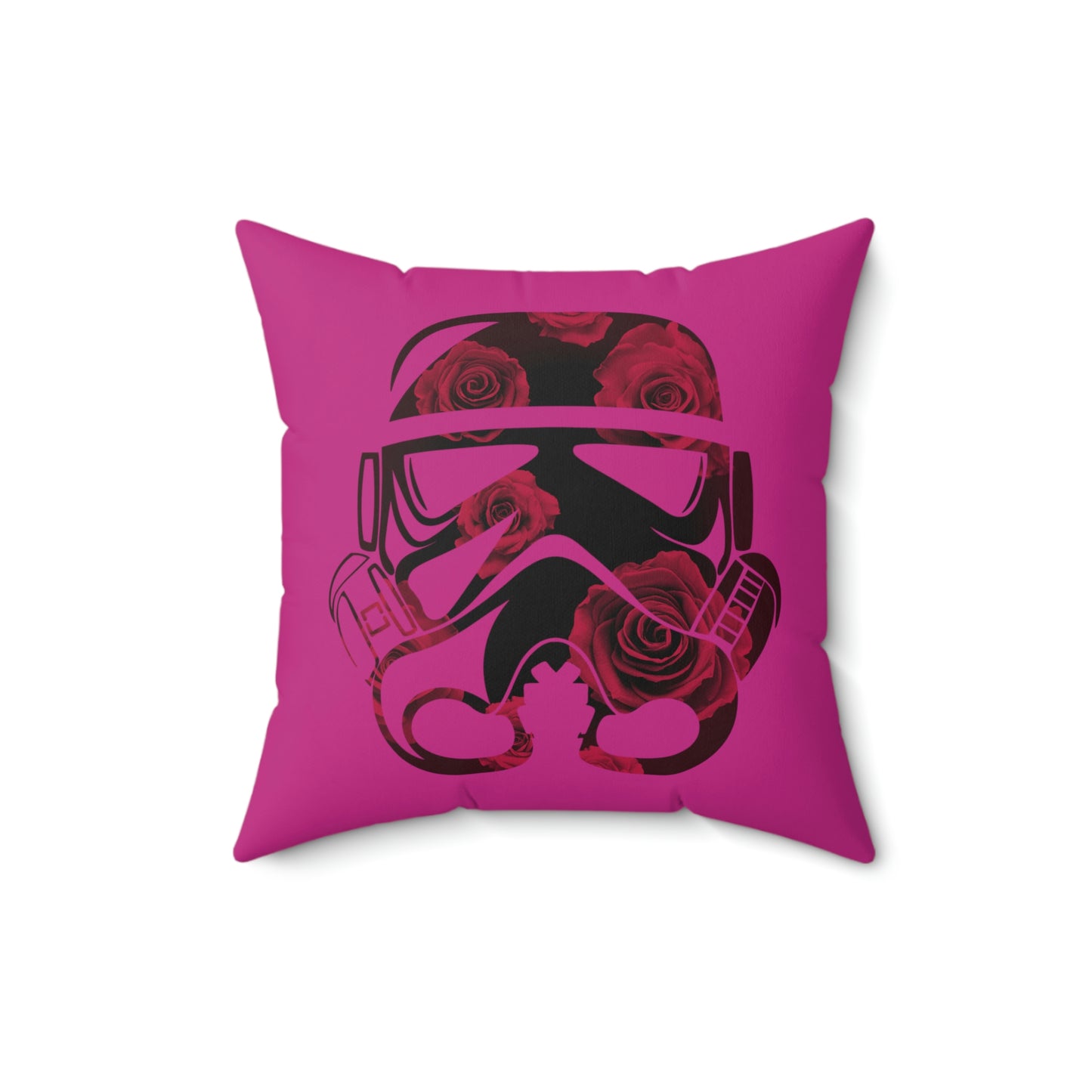 Spun Polyester Square Pillow Case ”Storm Trooper 15 on Pink”