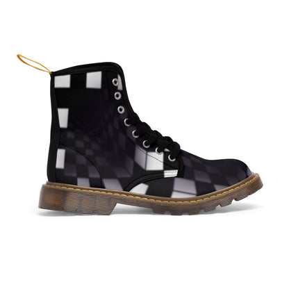 Men's Canvas Boots  "Black and White Abyss"