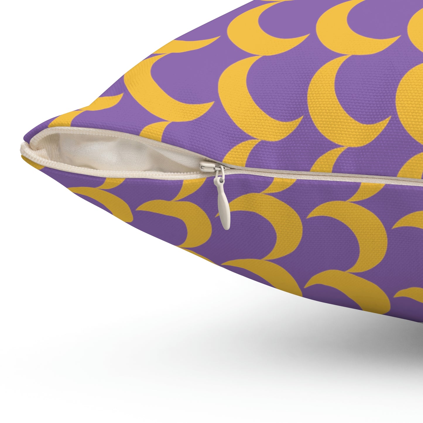 Spun Polyester Square Pillow Case “Crescent Moon on Light Purple”