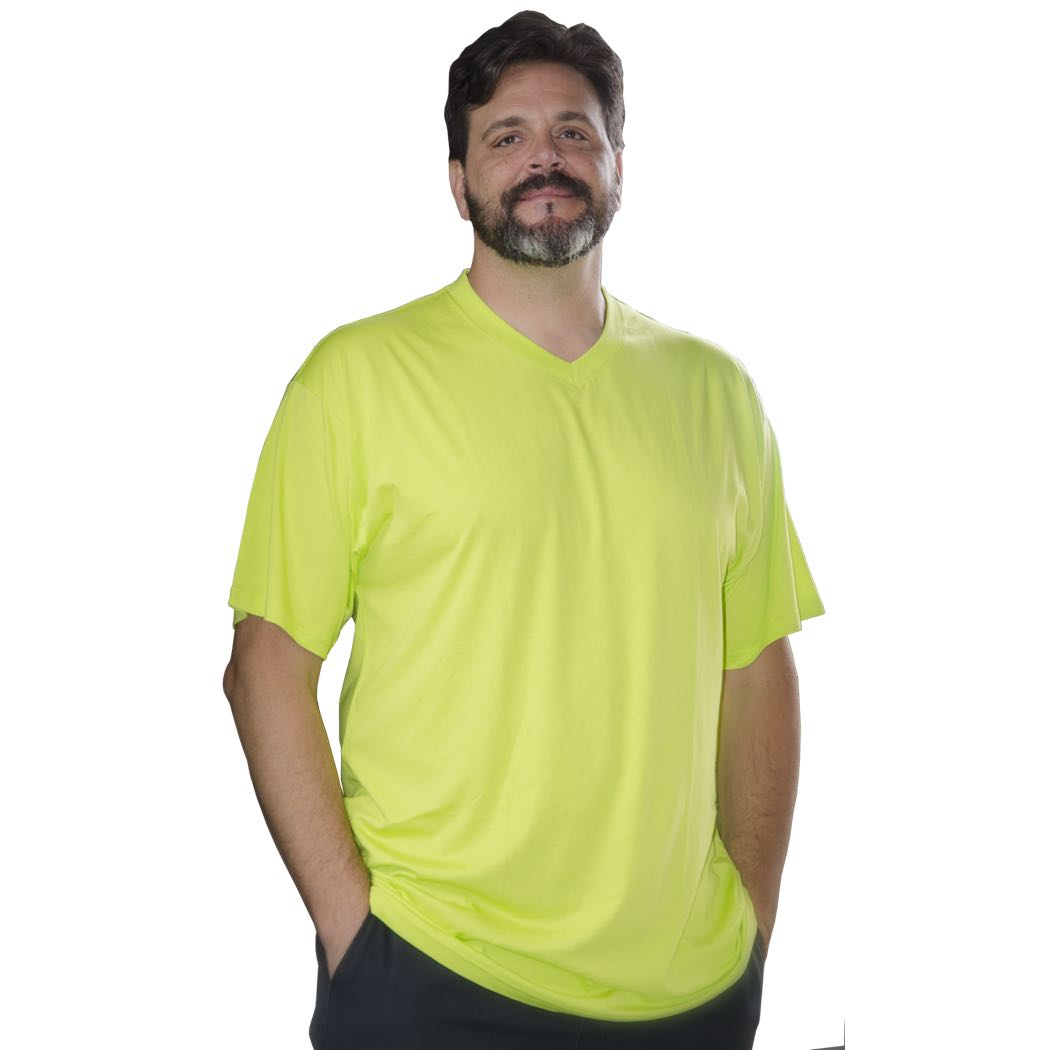 BIG TALL MEN'S V-NECK BAMBOO SHORT-SLEEVE T-SHIRTS   Color: Multiple   Available in 1XLT, 2XLT, 3XLT & 4XLT  Amazing Fabric Blend: 70% viscose from organic bamboo, 30% organic cotton fiber, 100% style for tall guys  Recommended Care of Bamboo: machine wash cold and hang to dry. Actual Care of Bamboo: do what you want. We can’t tell you how to live your life but take care of these tall t-shirts and they'll last a long, long time These tall size bamboo tee shirts are V-Neck