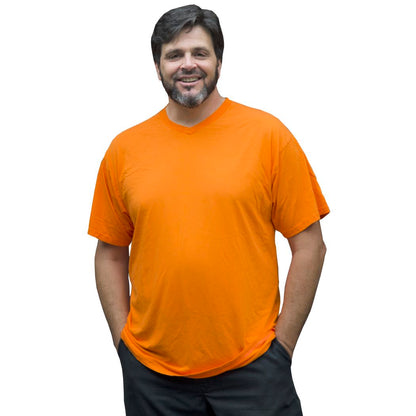 MashasCorner.com  BIG MEN'S V-NECK BAMBOO SHORT-SLEEVE T-SHIRTS   Color: Multiple   Available in 3XL, 4XL, 5XL, 6XL, 7XL & 8XL  FABRIC BLEND: 70% viscose from organic bamboo, 30% organic cotton SO EASY TO CARE FOR: Machine wash cold, hang dry BUT if you want to use a dryer, dry on low heat. Our bamboo t shirts are ridiculously comfortable Luscious, silky feel unique to bamboo-derived textiles