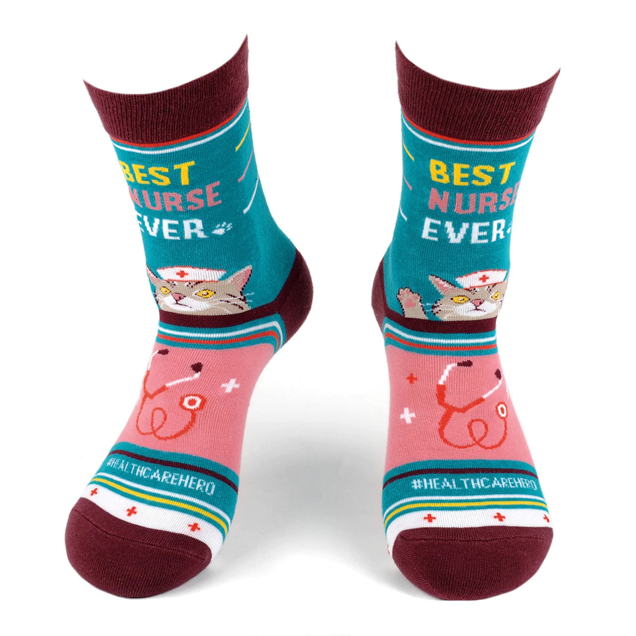 MashasCorner.com   Health Care Heroes-Best Nurse- Ultra Premium Socks  Material: 68% cotton, 29% polyester, 3% spandex Sizes: available in S/M and L/XL S/M: men shoe size: 4.5-7.5, ladies shoe size: 5.5-9.5 L/XL: men shoe size: 8-12, ladies shoe size: 10-10.5 Unisex style