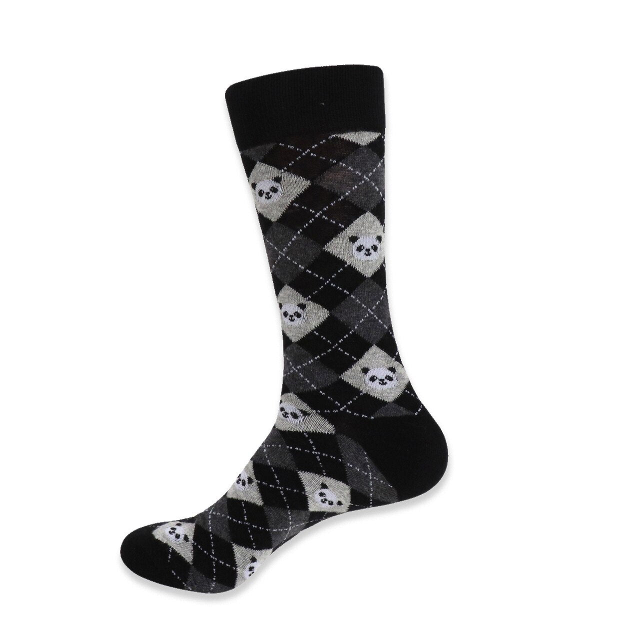 MashasCorner.com   Men's Novelty Giant Panda Socks  Add some fun to your outfit with our Novelty Socks. These socks are perfect for when you have to maintain being a professional but still have that burning desire to be fun & silly! These socks are super soft & comfy.  70% Cotton, 25% Polyester, 5% spandex Sock size: 10-13 Shoe size: 6-12.5 Machine wash, tumble dry low Imported