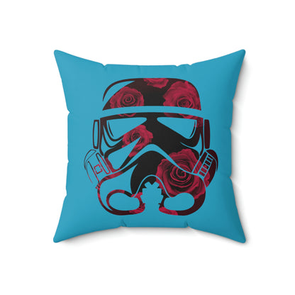 Spun Polyester Square Pillow Case ”Storm Trooper 15 on Turquoise”