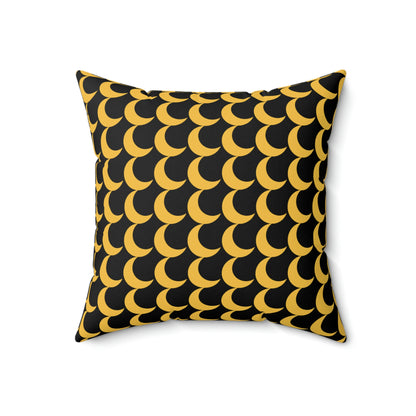 Spun Polyester Square Pillow Case “Crescent Moon on Black”