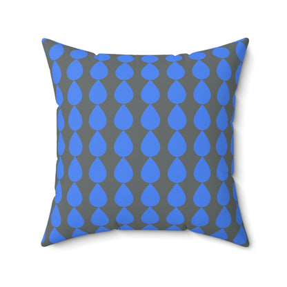 Spun Polyester Square Pillow Case ”Water Drop on Dark Gray”