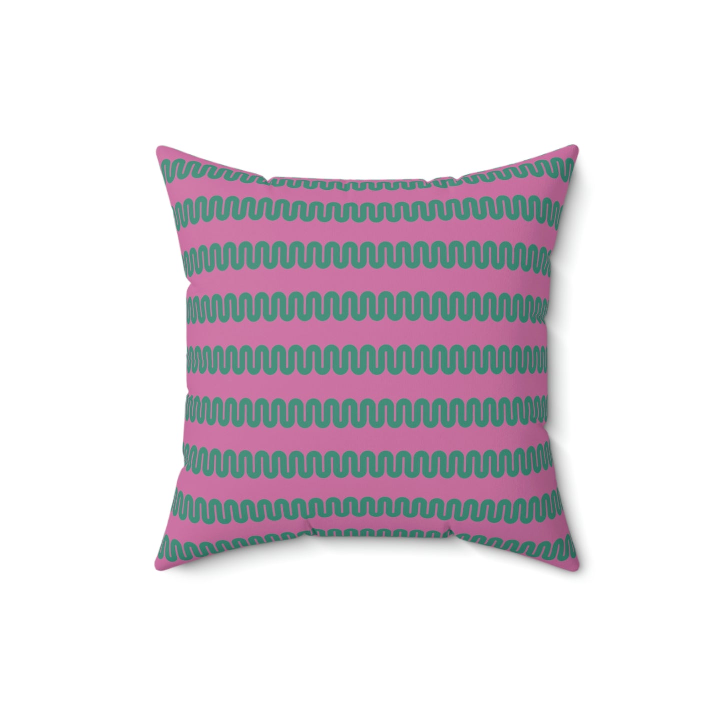 Spun Polyester Square Pillow Case “Snake Line on Light Pink”