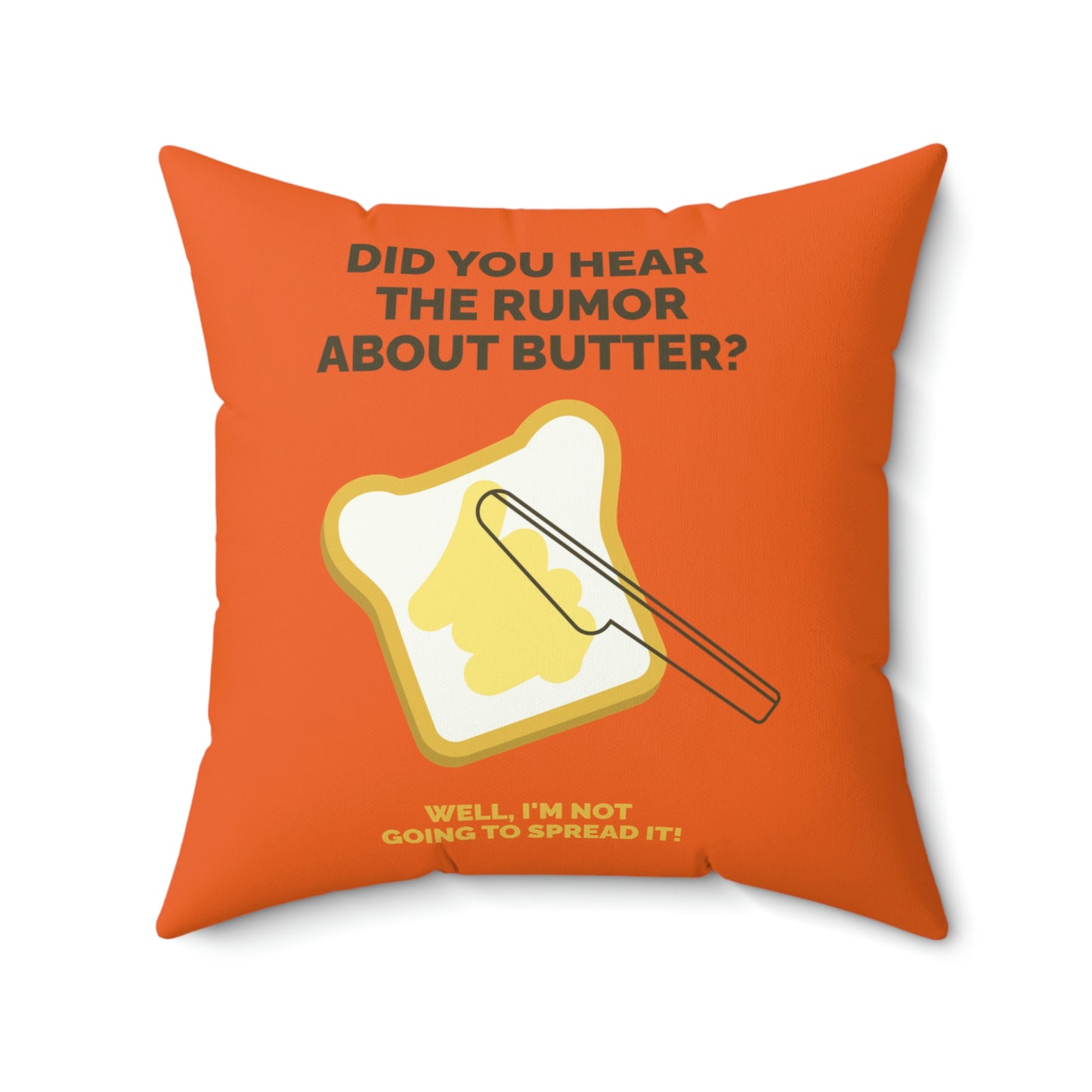 Spun Polyester Square Pillow Case "Butter Humor on Orange”