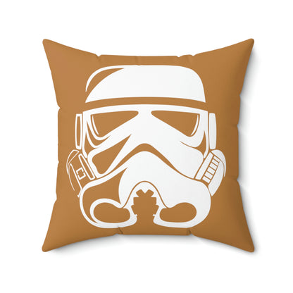 Spun Polyester Square Pillow Case “Storm Trooper White on Light Brown”
