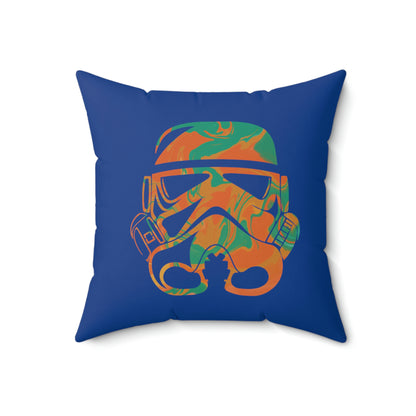 Spun Polyester Square Pillow Case ”Storm Trooper 10 on Dark Blue”