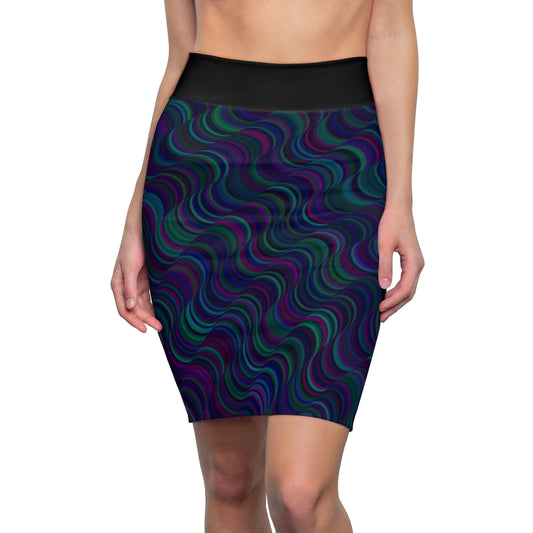 Women's Pencil Skirt "Waves of Confusion"