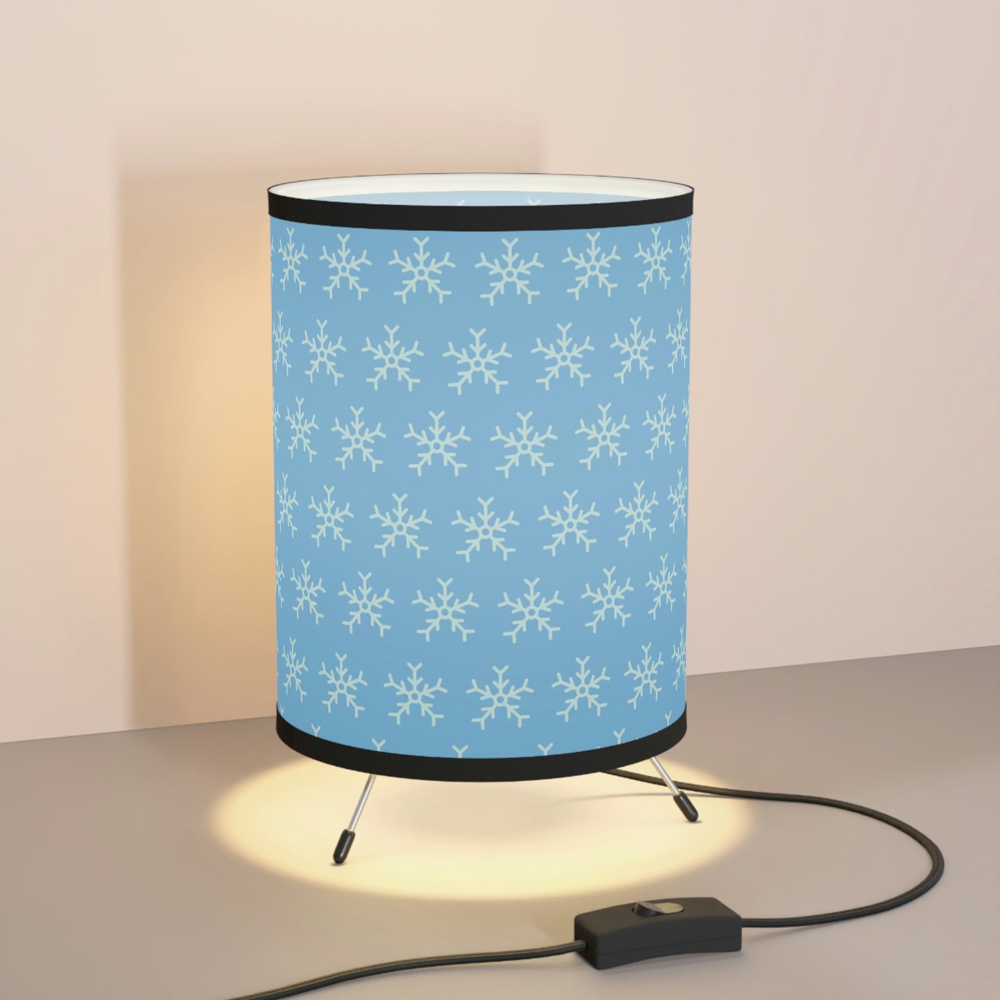 Tripod Lamp with High-Res Printed Shade, US\CA plug “Snowflakes”