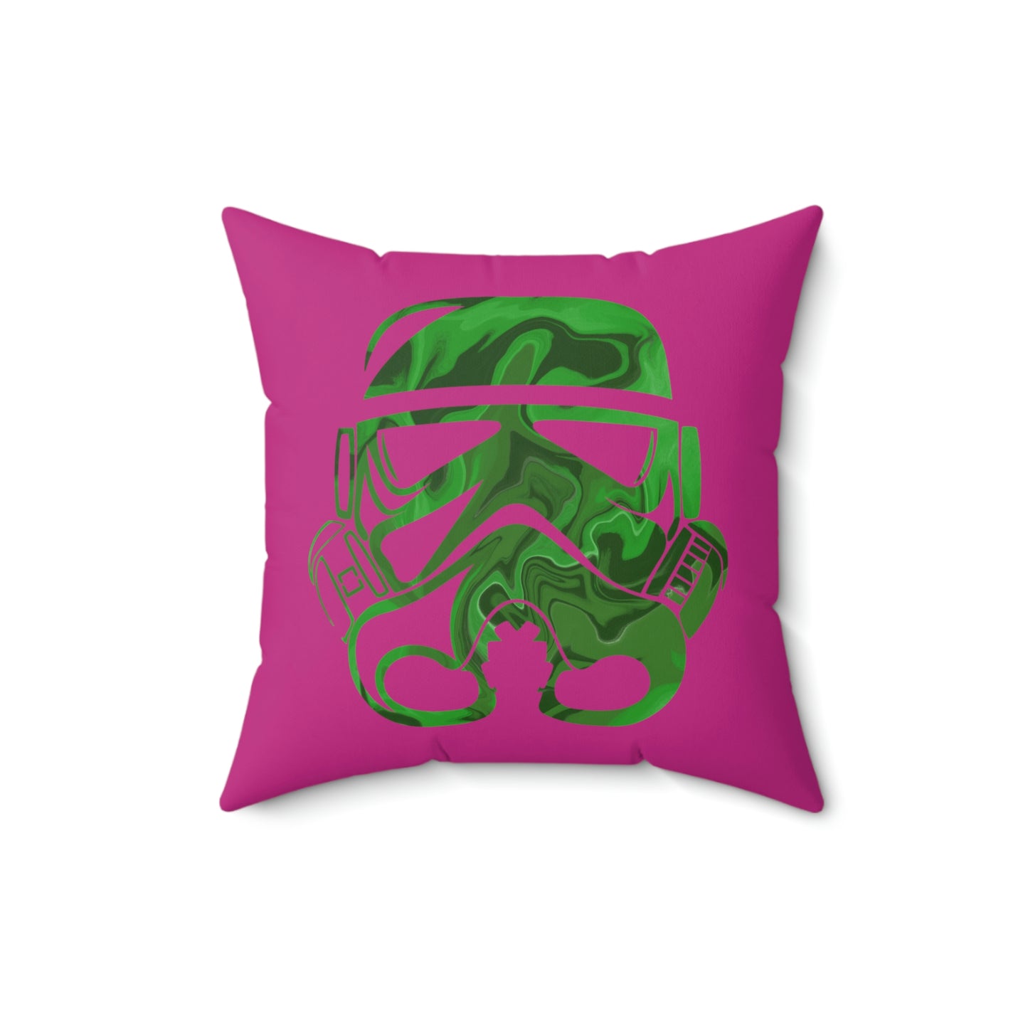 Spun Polyester Square Pillow Case ”Storm Trooper 5 on Pink”