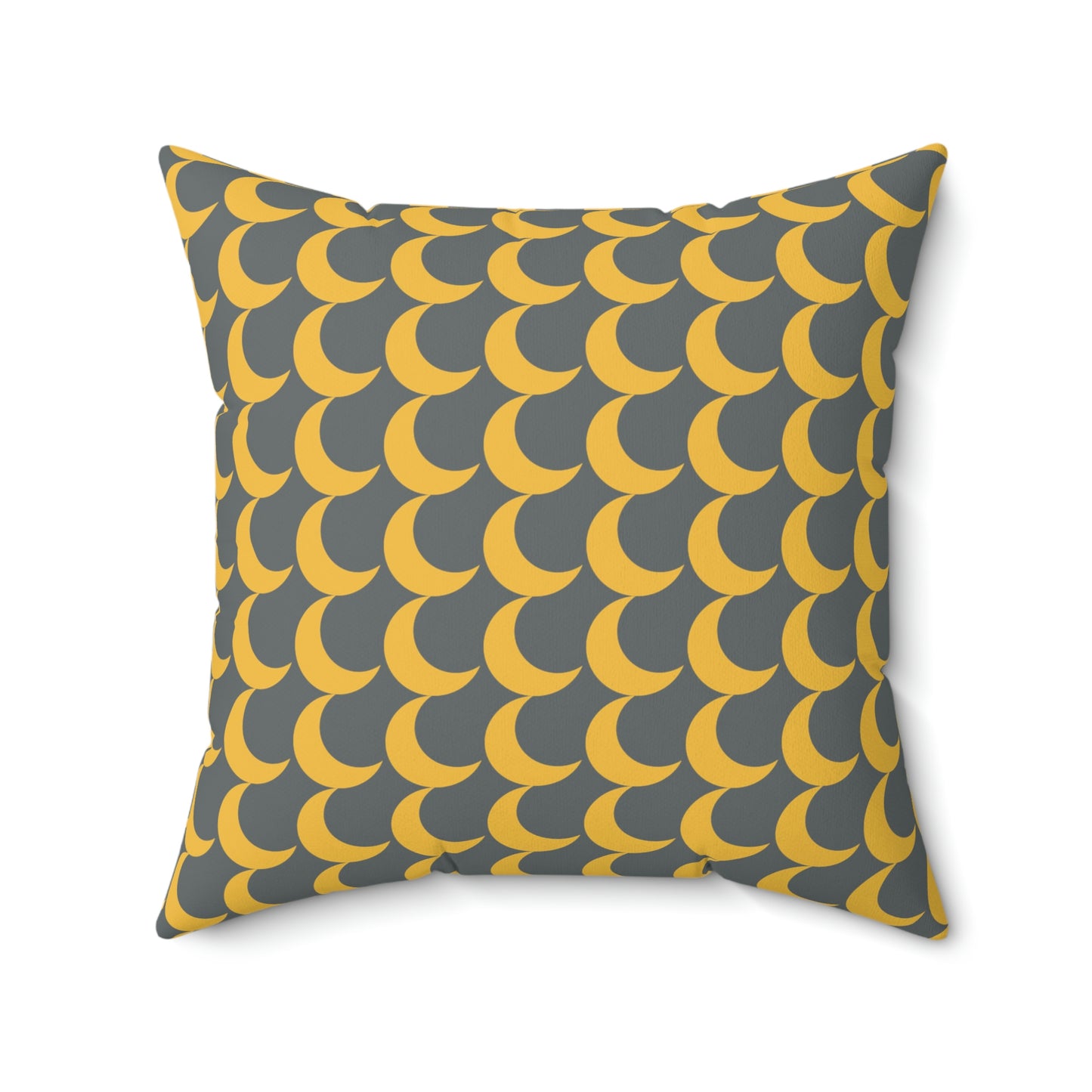 Spun Polyester Square Pillow Case “Crescent Moon on Dark Gray”