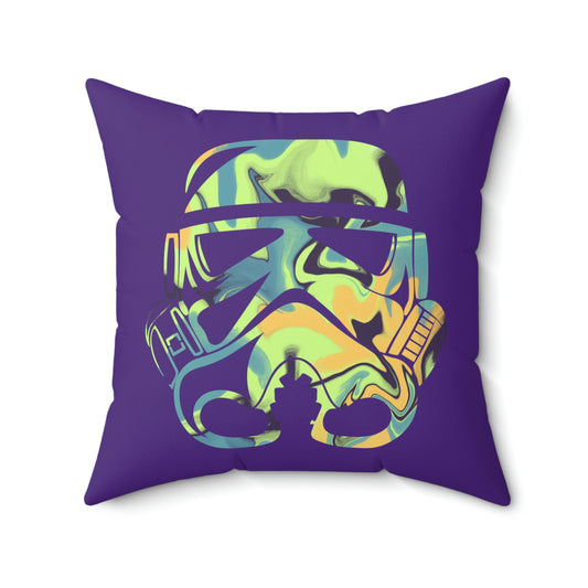 Spun Polyester Square Pillow Case ”Storm Trooper 13 on Purple”