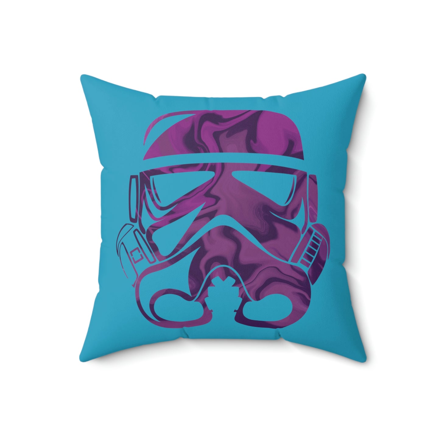 Spun Polyester Square Pillow Case ”Storm Trooper 4 on Turquoise”
