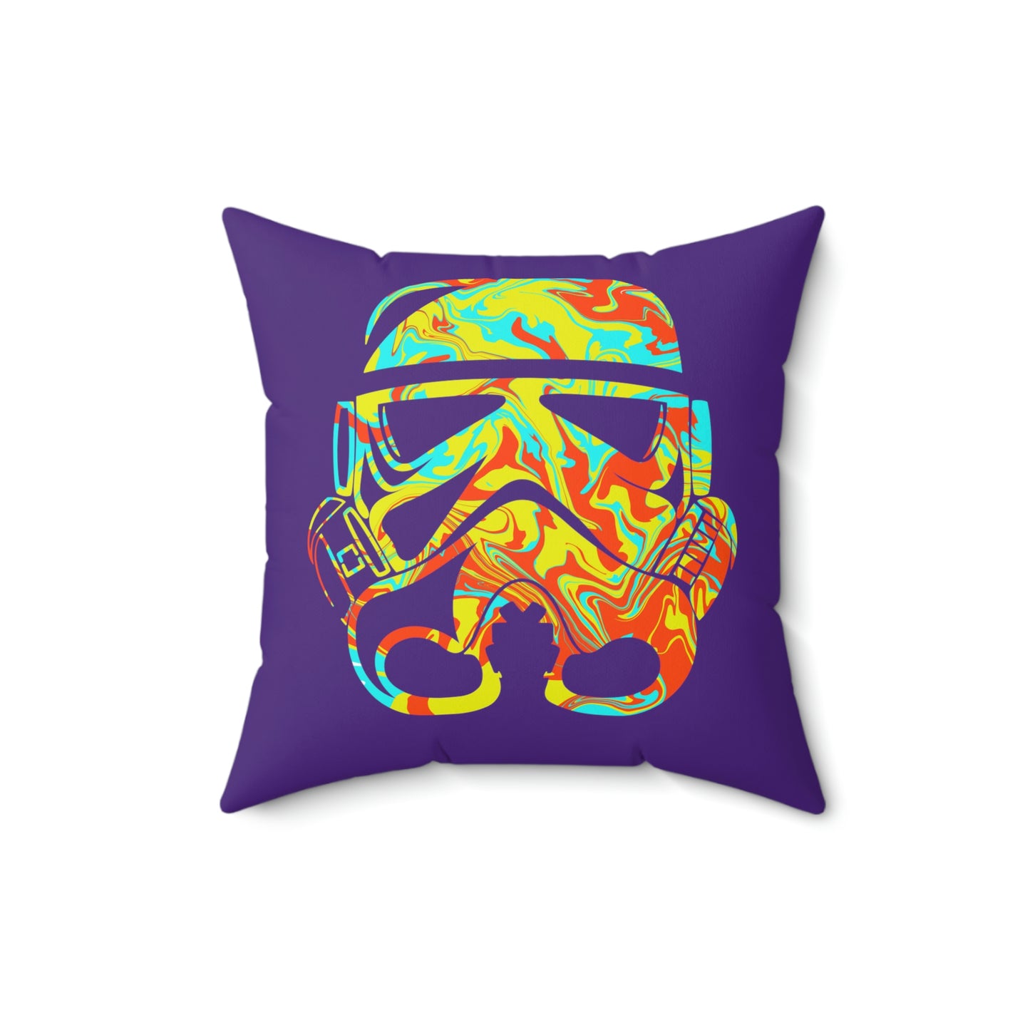 Spun Polyester Square Pillow Case ”Storm Trooper 2 on Purple”
