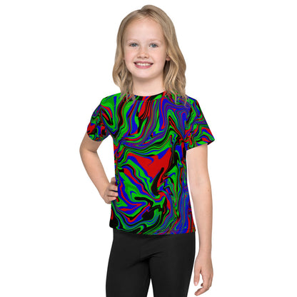 Kids Crew Neck T-Shirt  "Psycho Fluid" design