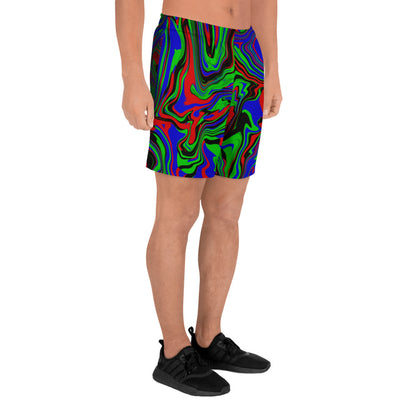 Men's Athletic Long Shorts  "Psycho Fluid" design