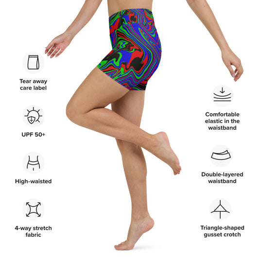 Yoga Shorts  "Psycho Fluid" design
