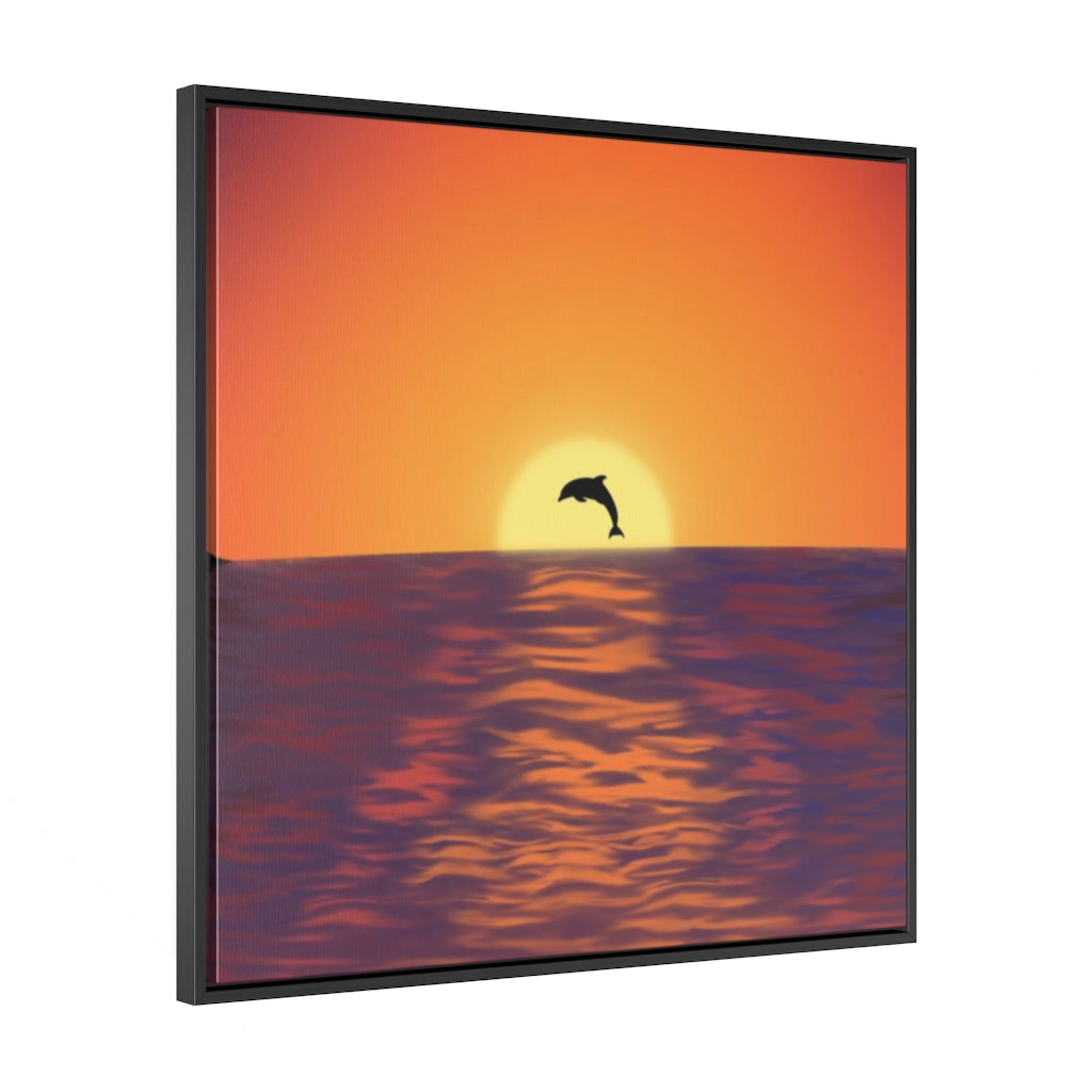 Gallery Canvas Wraps, Square Frame  "Dolphin in the Sunset"