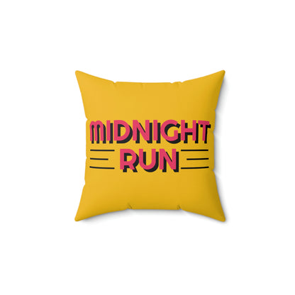 Spun Polyester Square Pillow Case "Midnight Run on Yellow”