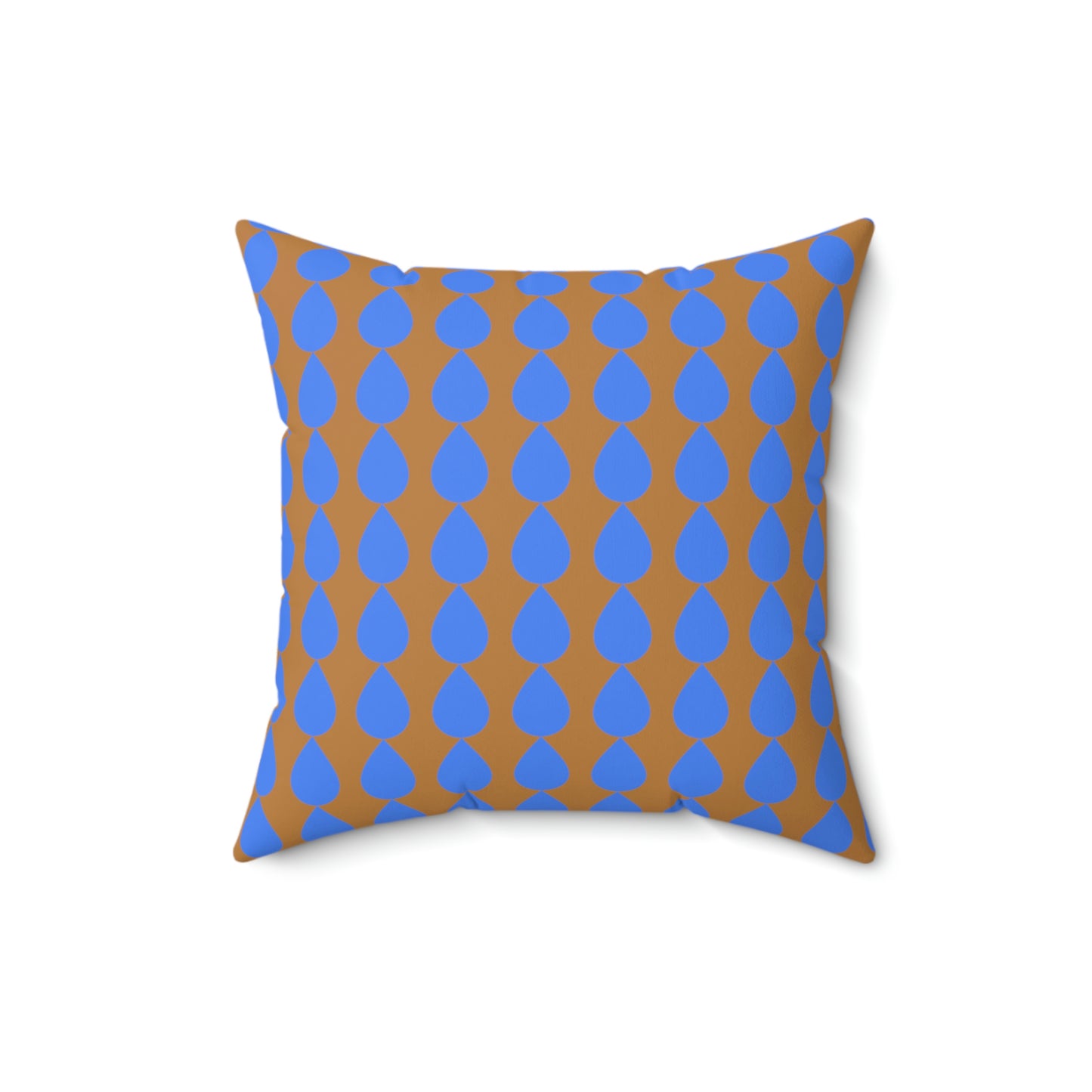Spun Polyester Square Pillow Case ”Water Drop on Light Brown”
