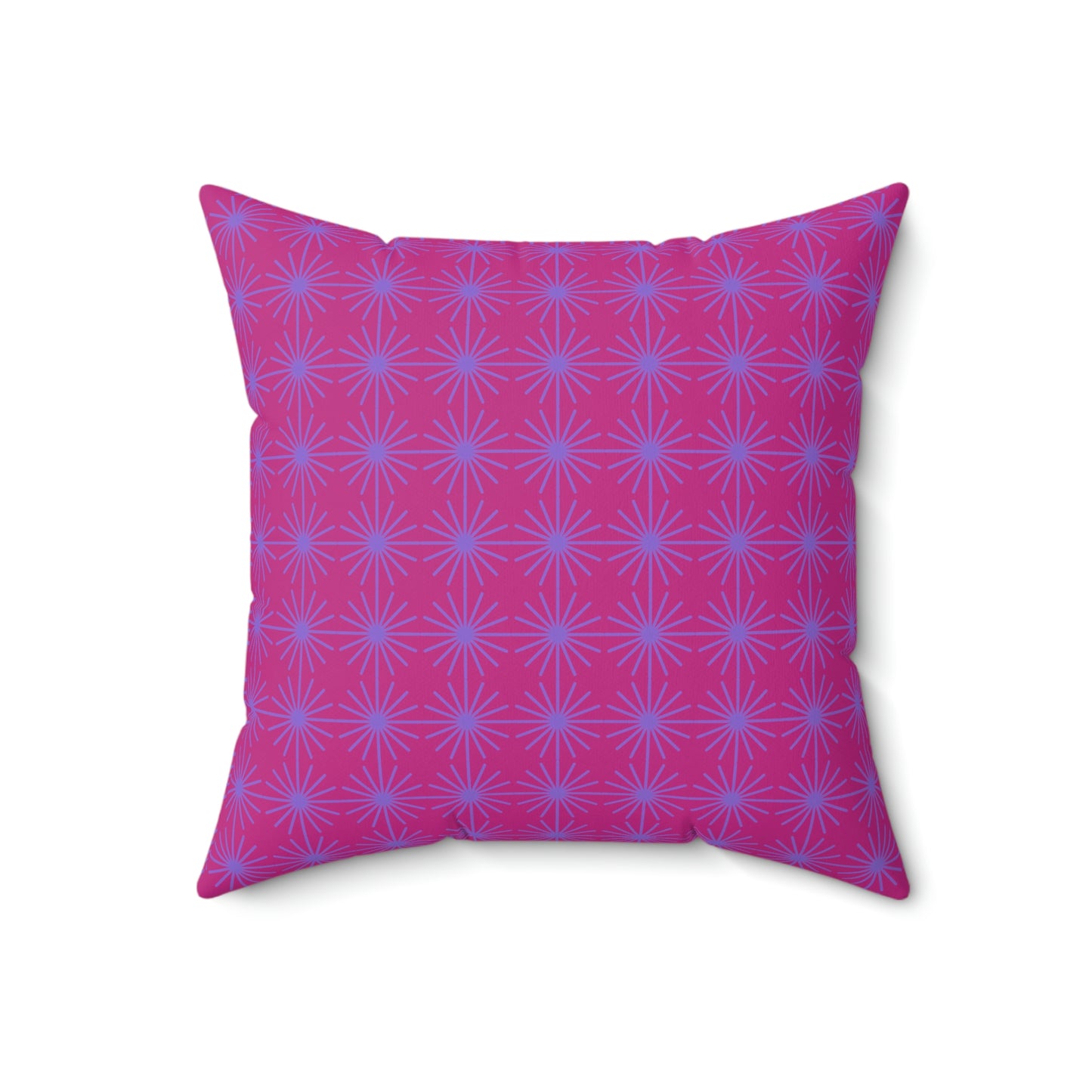 Spun Polyester Square Pillow Case “Purple Flower on Pink”