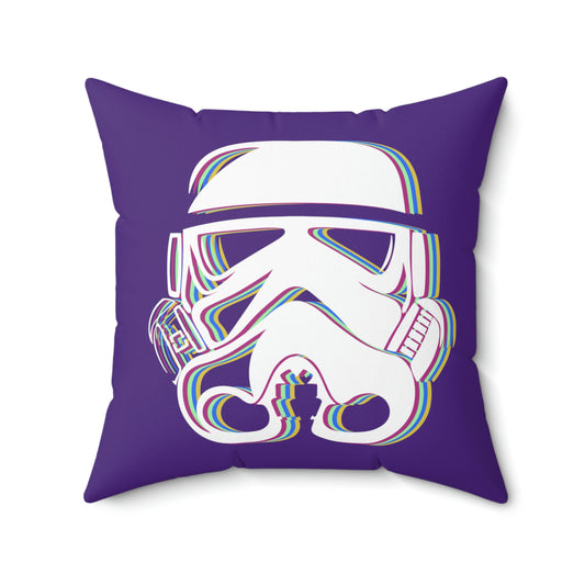 Spun Polyester Square Pillow Case ”Storm Trooper 16 on Purple”