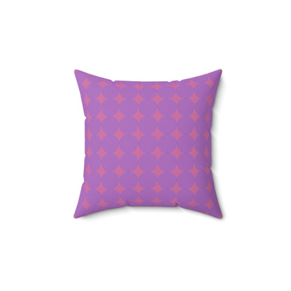 Spun Polyester Square Pillow Case ”Purple Spiral on Light Pink”