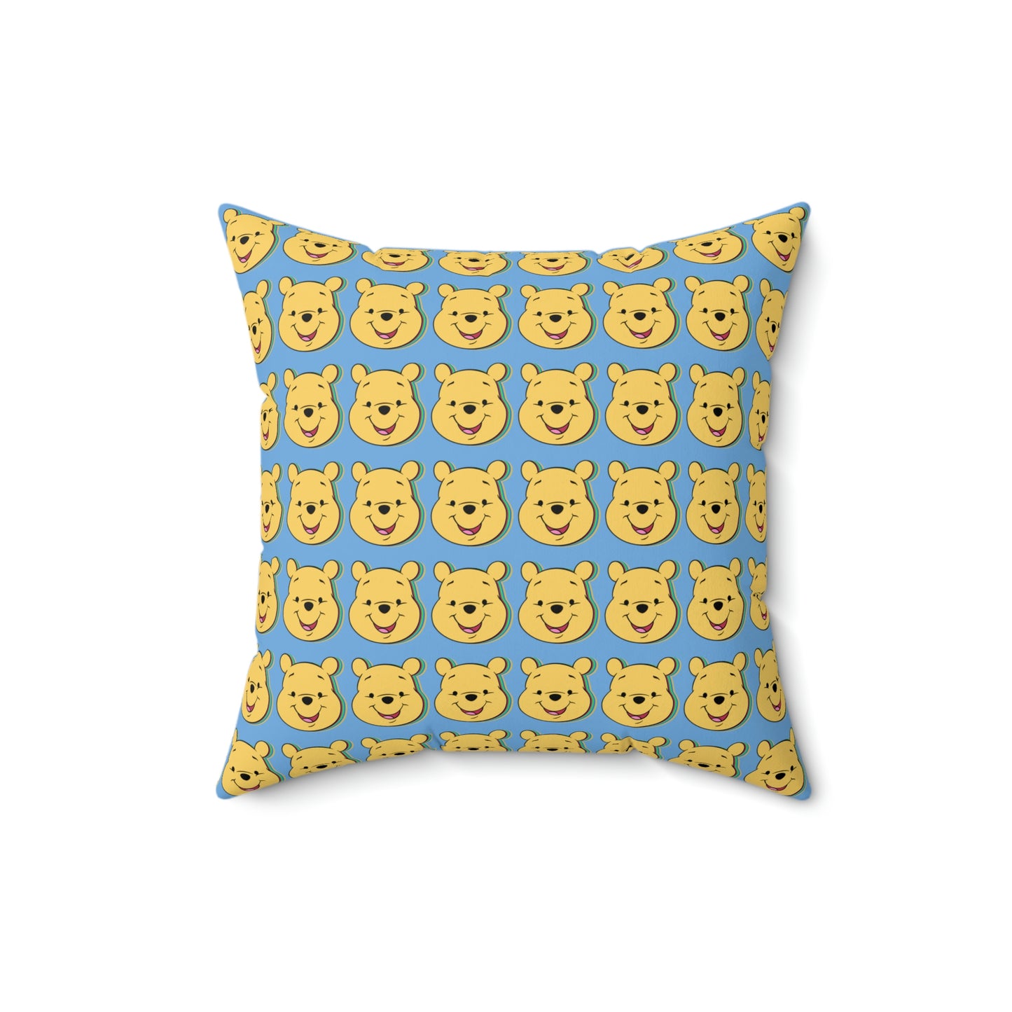 Spun Polyester Square Pillow Case “Trip Pooh on Light Blue”