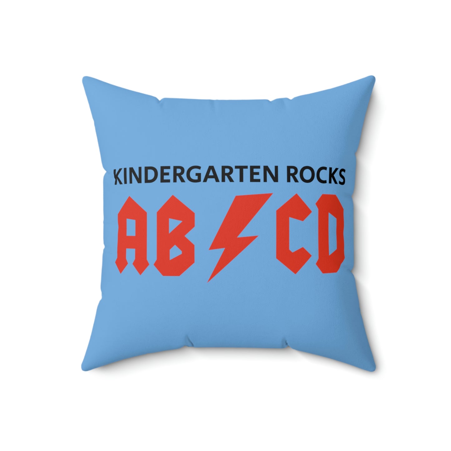 Spun Polyester Square Pillow Case “Kindergarten Rocks on Light Blue”
