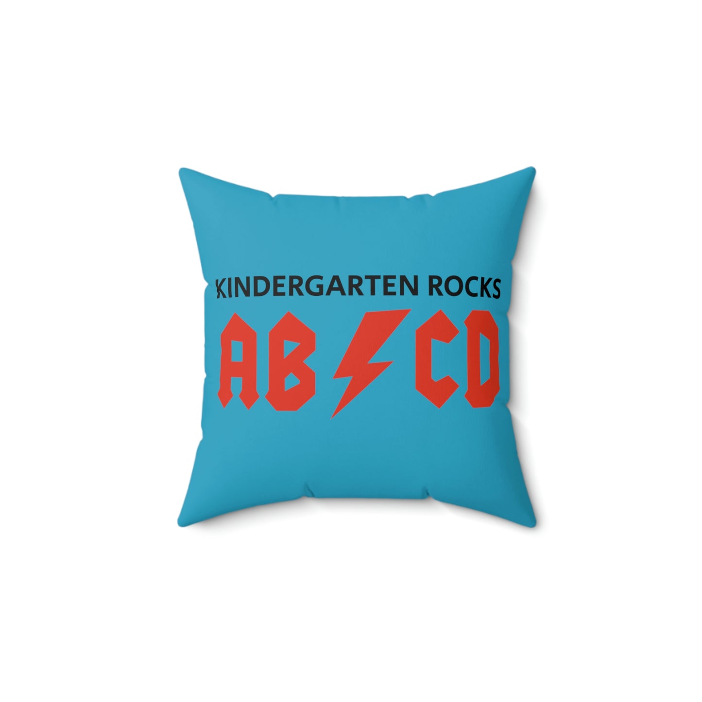 Spun Polyester Square Pillow Case “Kindergarten Rocks on Turquoise”