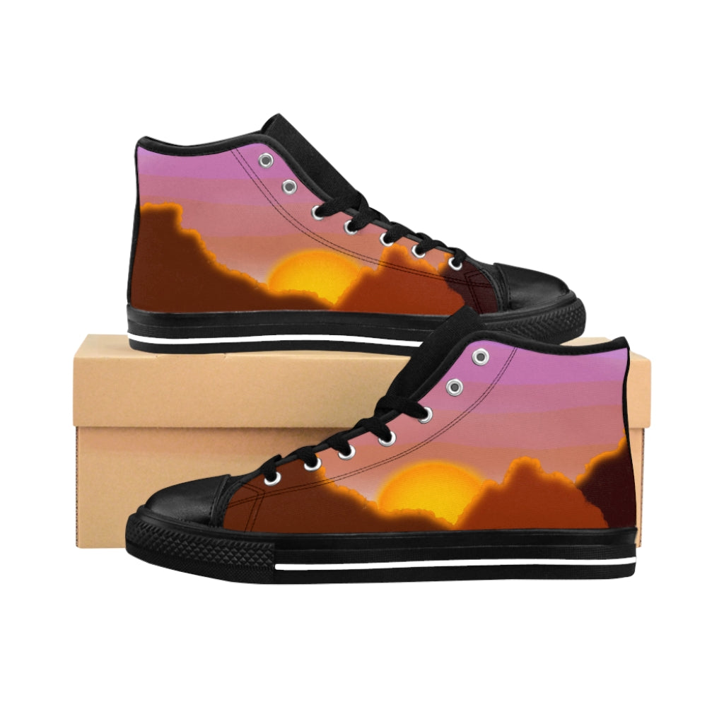 Men's High-top Sneakers  "Blue Mountain Sunset"
