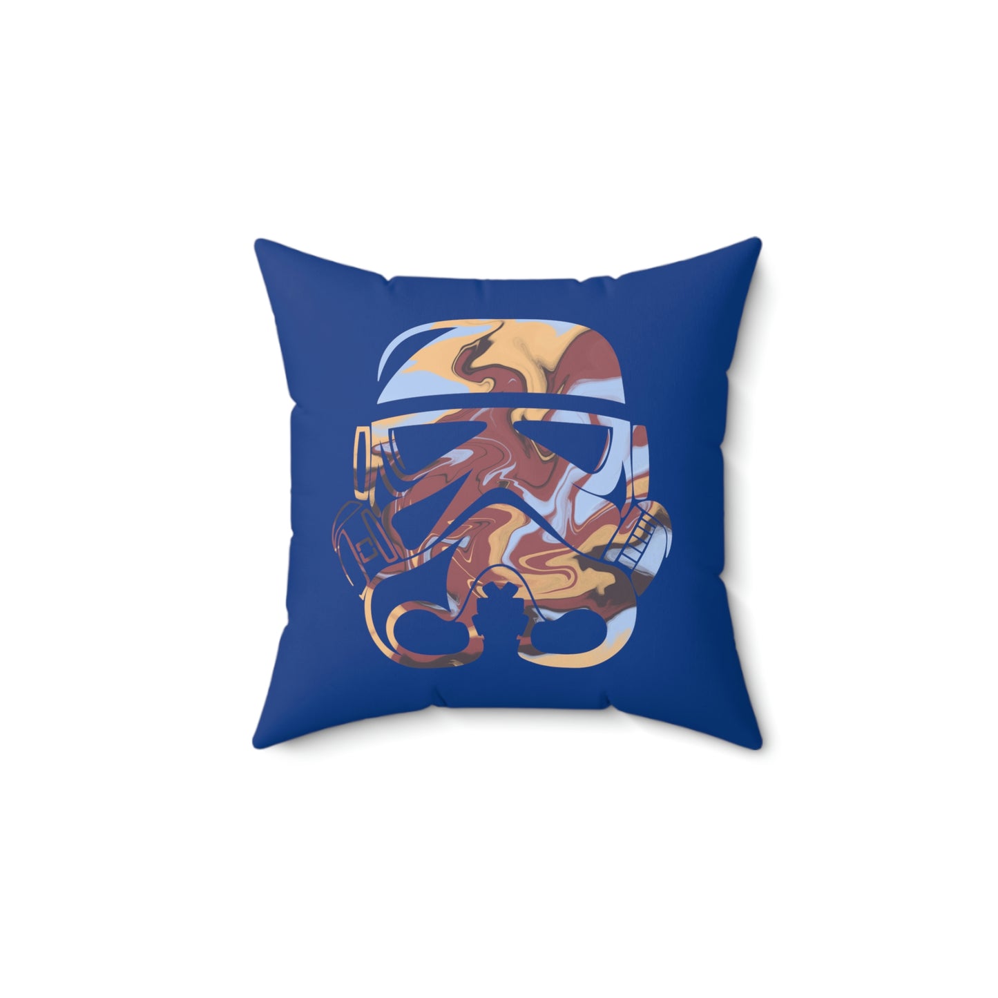 Spun Polyester Square Pillow Case ”Storm Trooper 11 on Dark Blue”