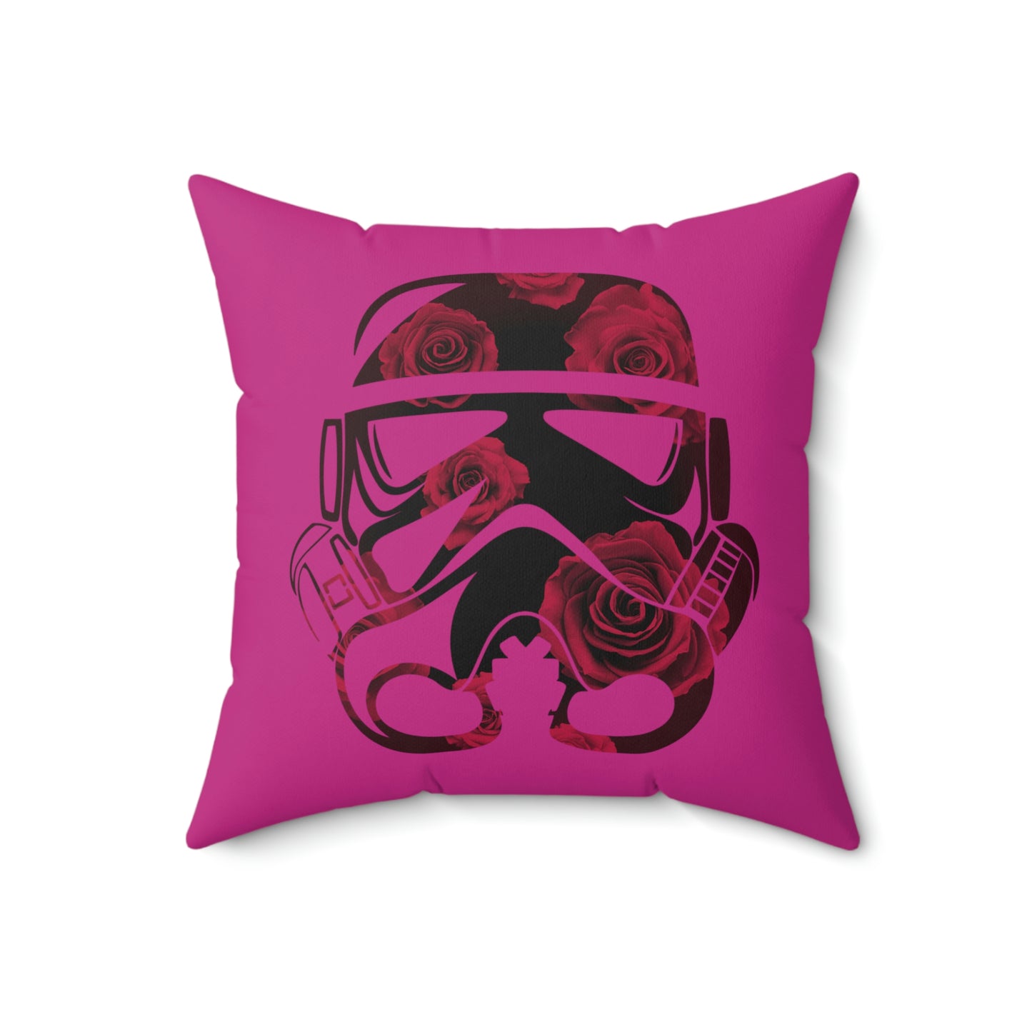 Spun Polyester Square Pillow Case ”Storm Trooper 15 on Pink”