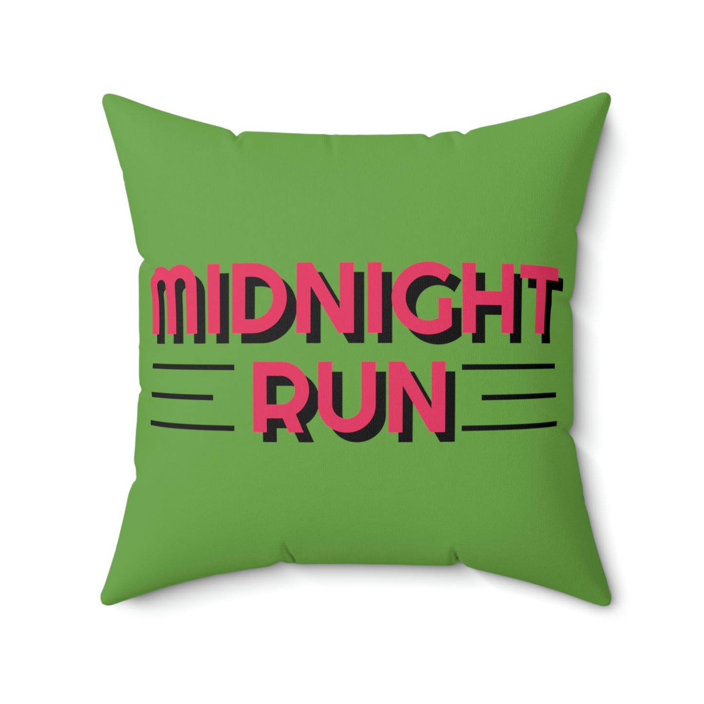Spun Polyester Square Pillow Case "Midnight Run on Green”