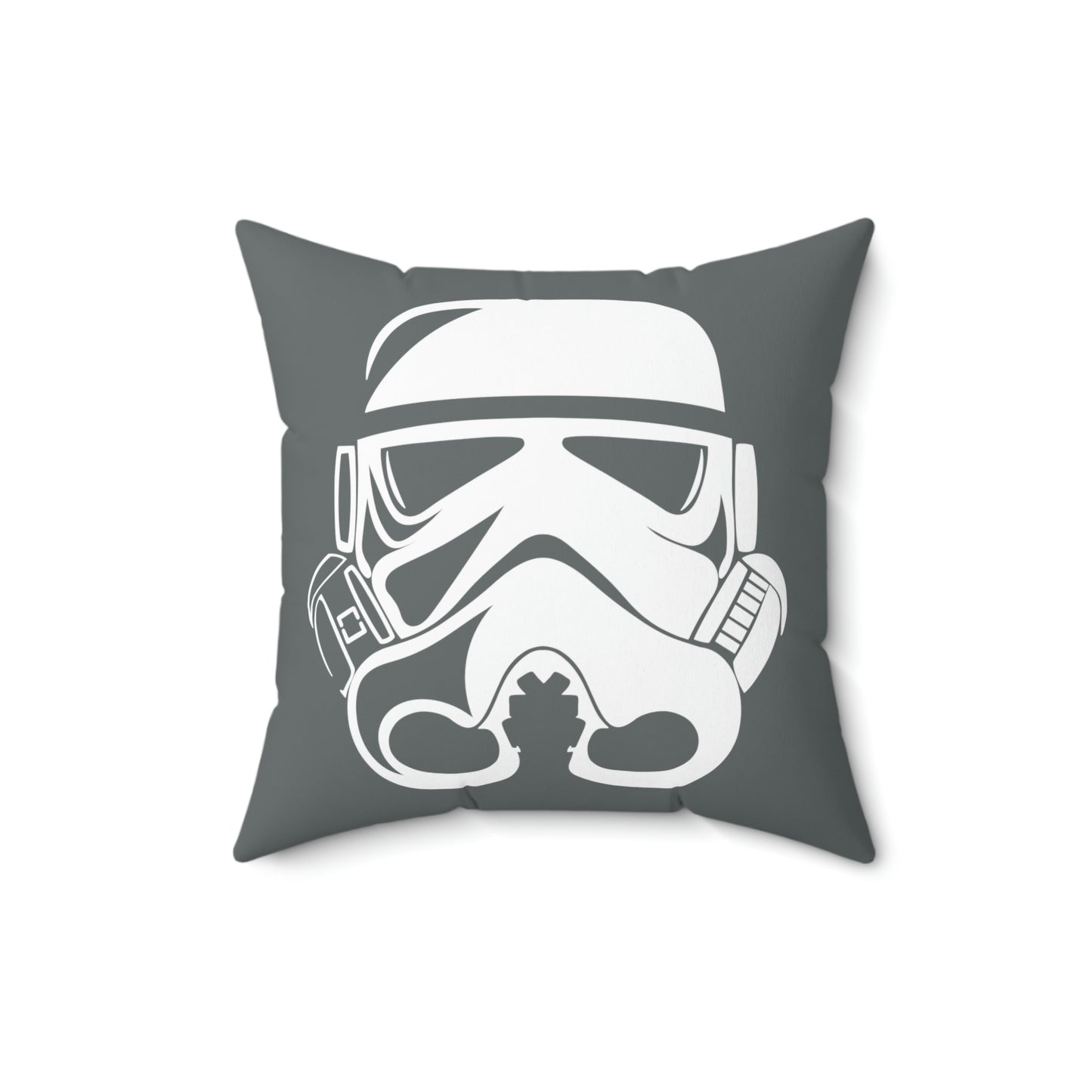 Spun Polyester Square Pillow Case “Storm Trooper White on Dark Gray”