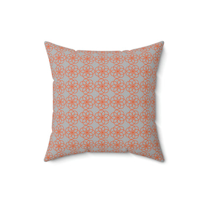 Spun Polyester Square Pillow Case “Spiral Circles on Light Gray”