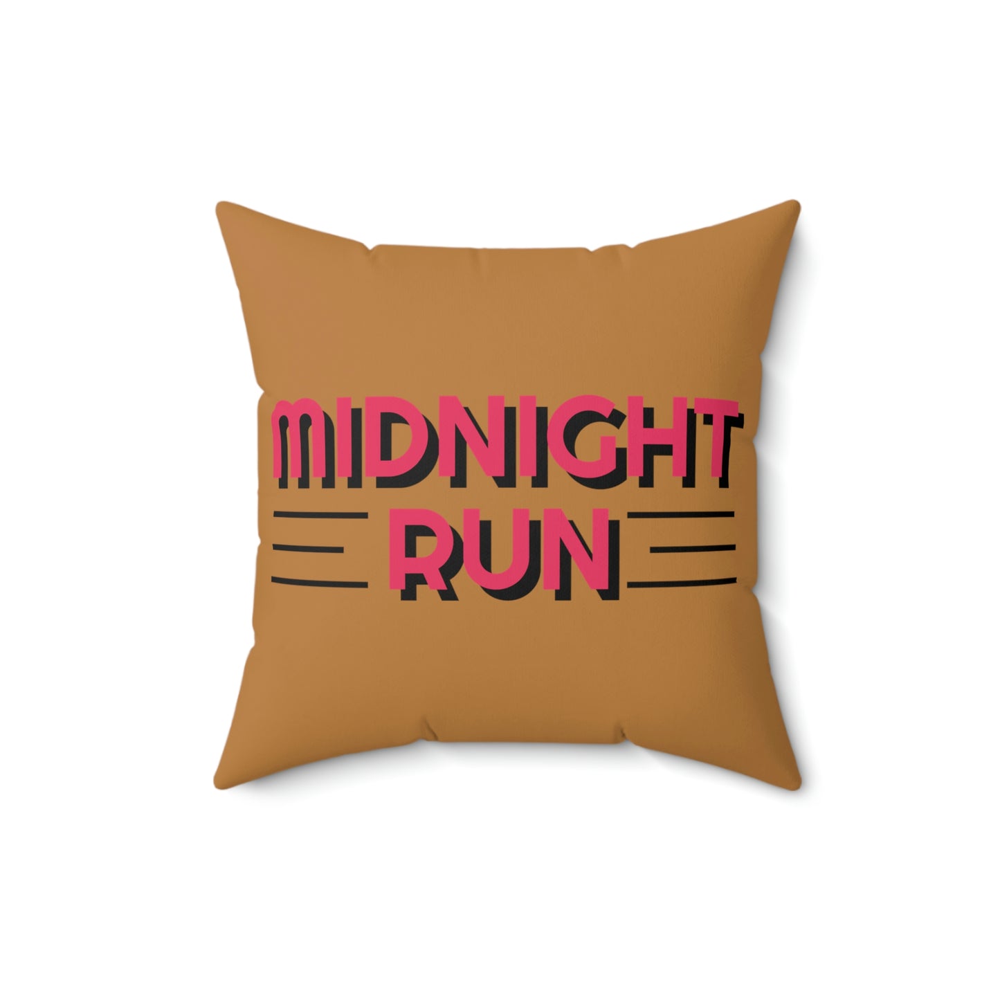 Spun Polyester Square Pillow Case "Midnight Run on Light Brown”