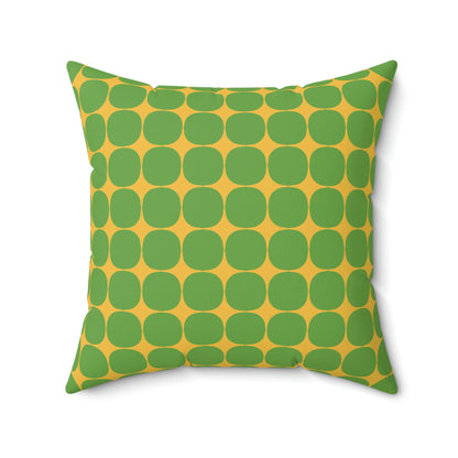 Spun Polyester Square Pillow Case “Rhombus Star on Green”