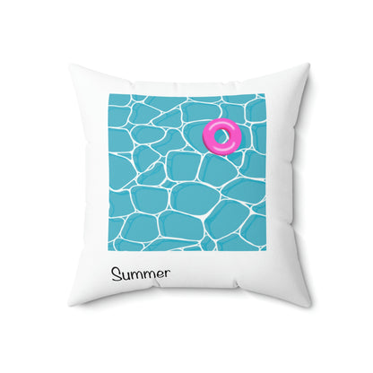 Spun Polyester Square Pillow Case ”Summer Photo on White”