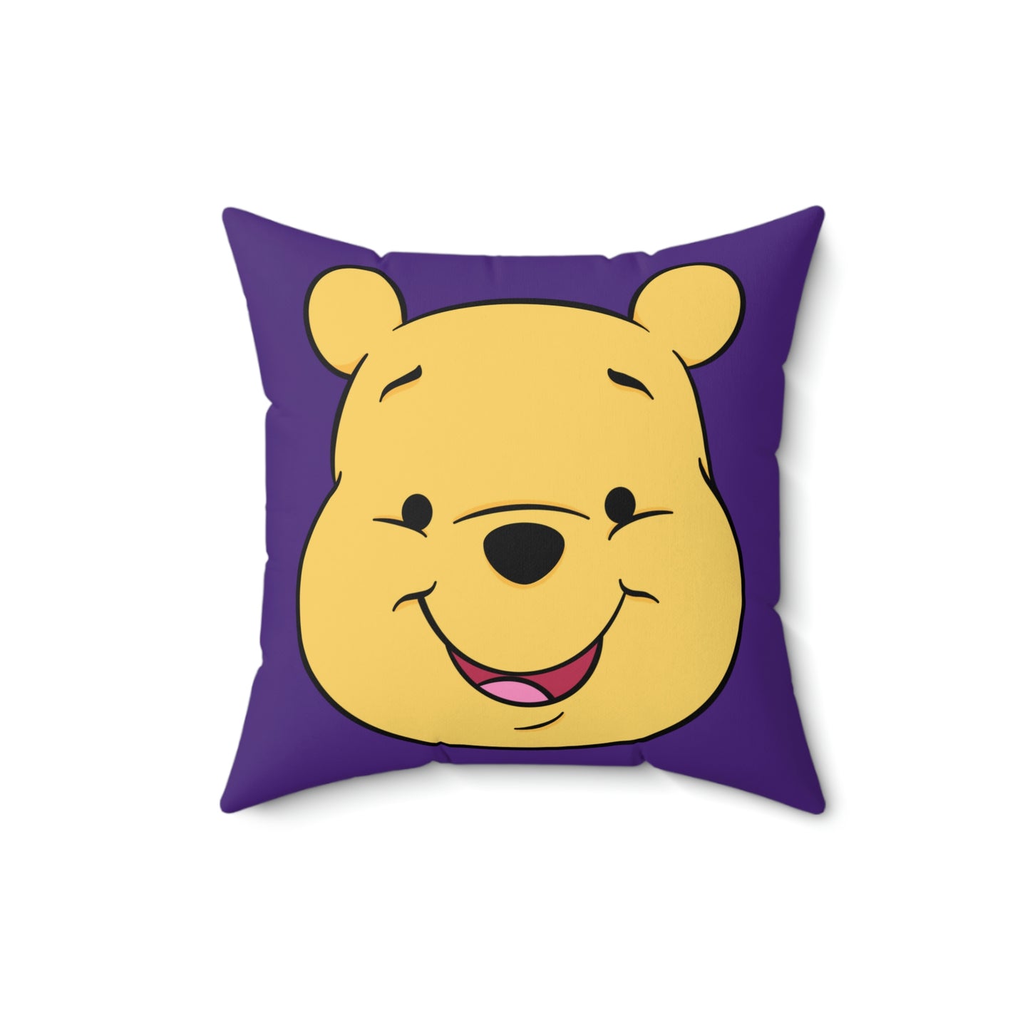 Spun Polyester Square Pillow Case “Pooh on Purple”