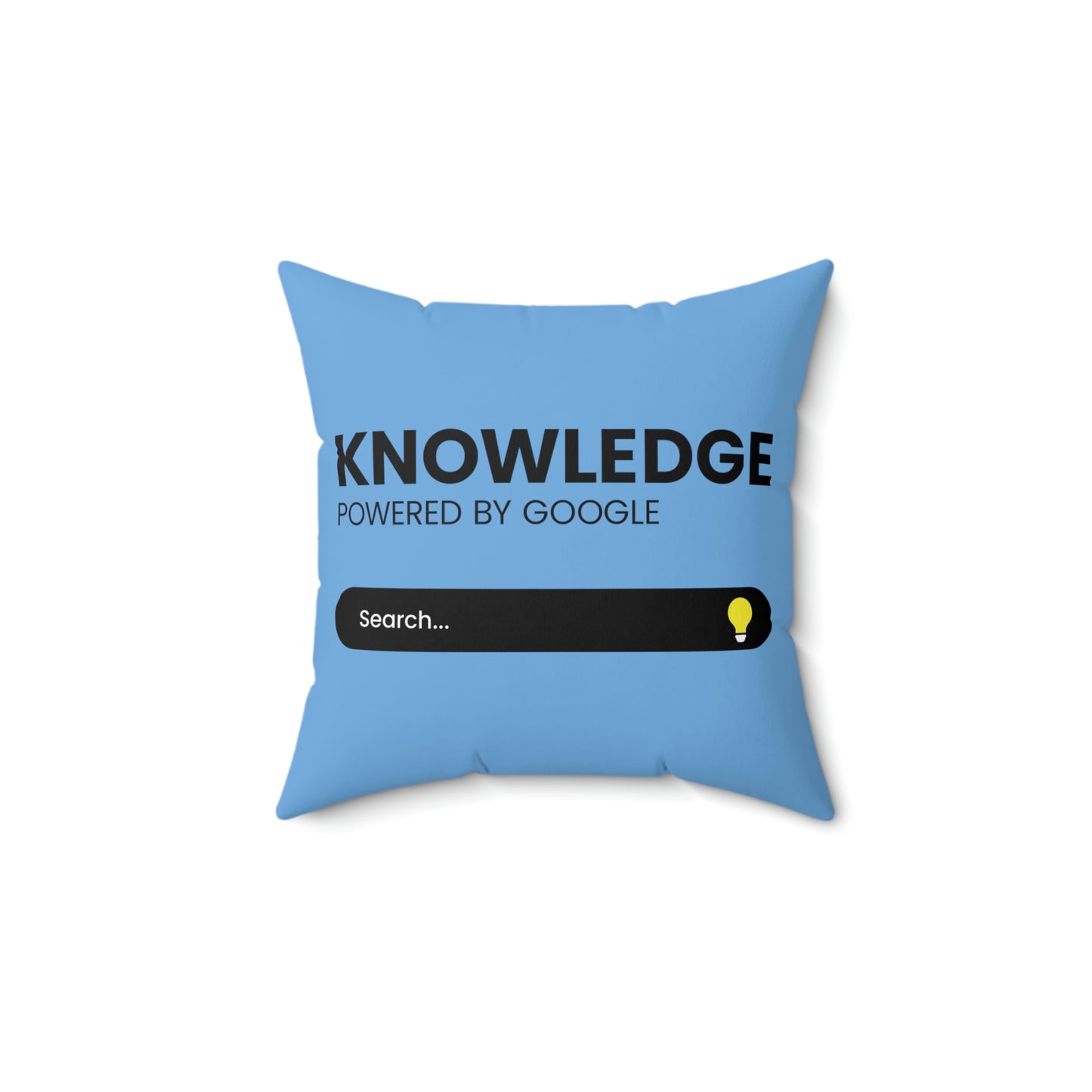 Spun Polyester Square Pillow Case “Knowledge Powered by Google on Light Blue”