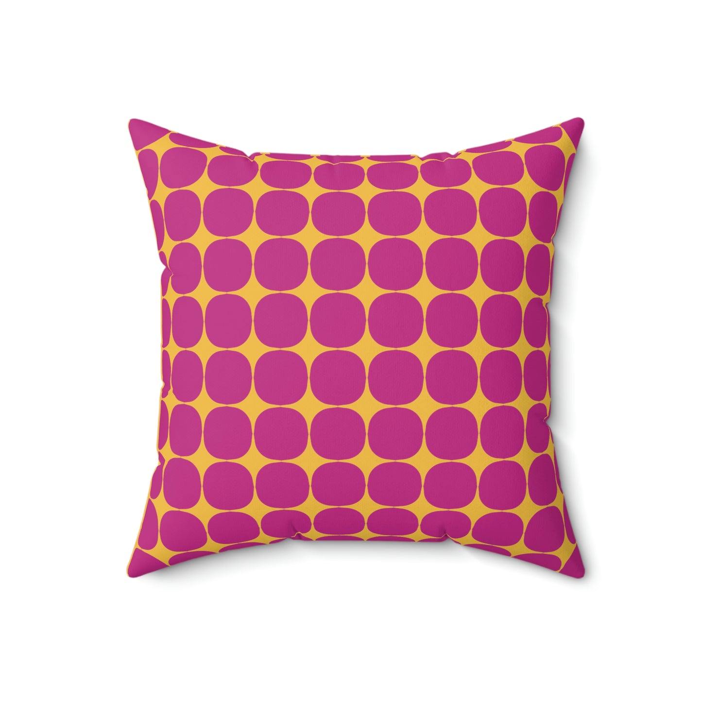 Polyester Square Pillow Case “Rhombus Star on Pink”