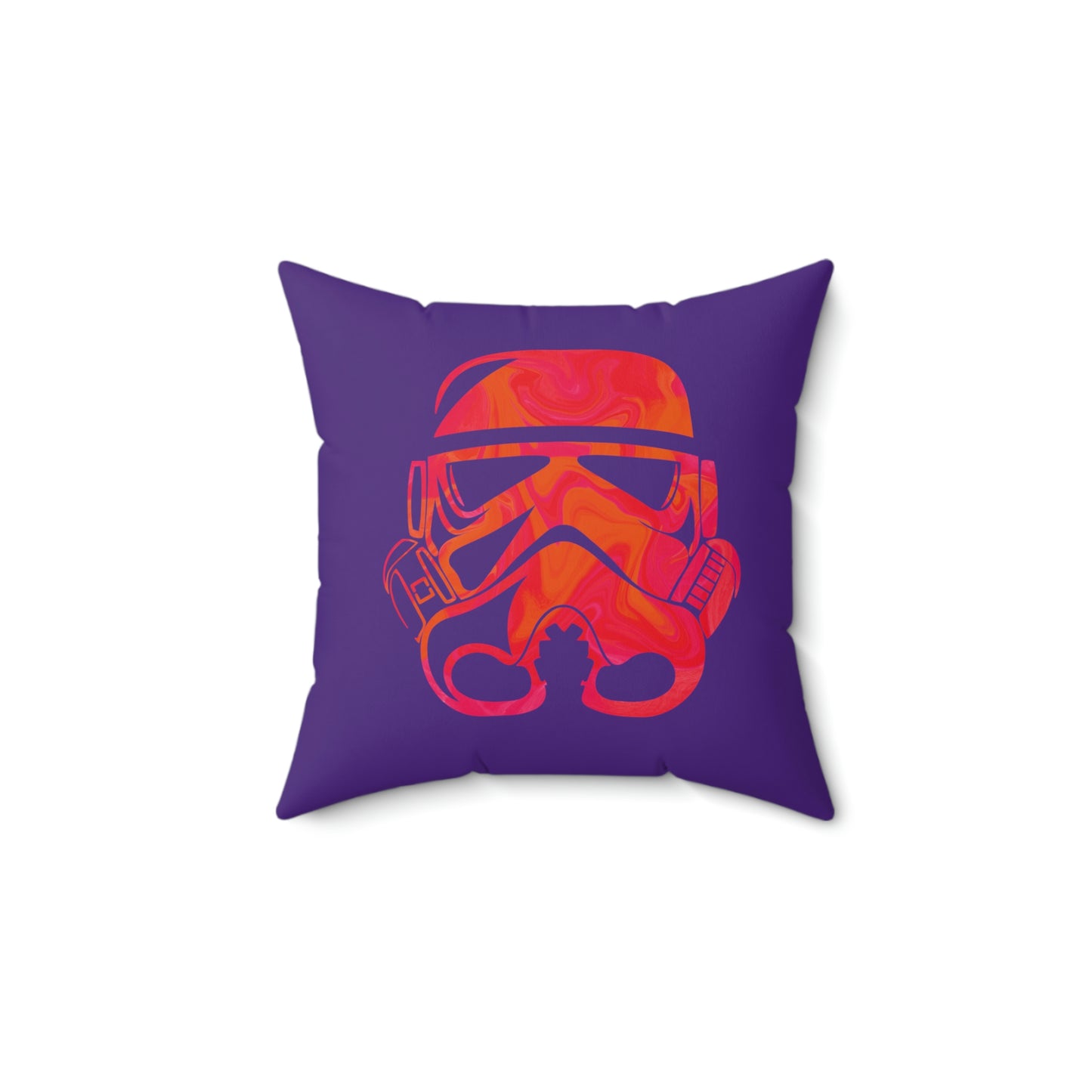 Spun Polyester Square Pillow Case ”Storm Trooper 9 on Purple”