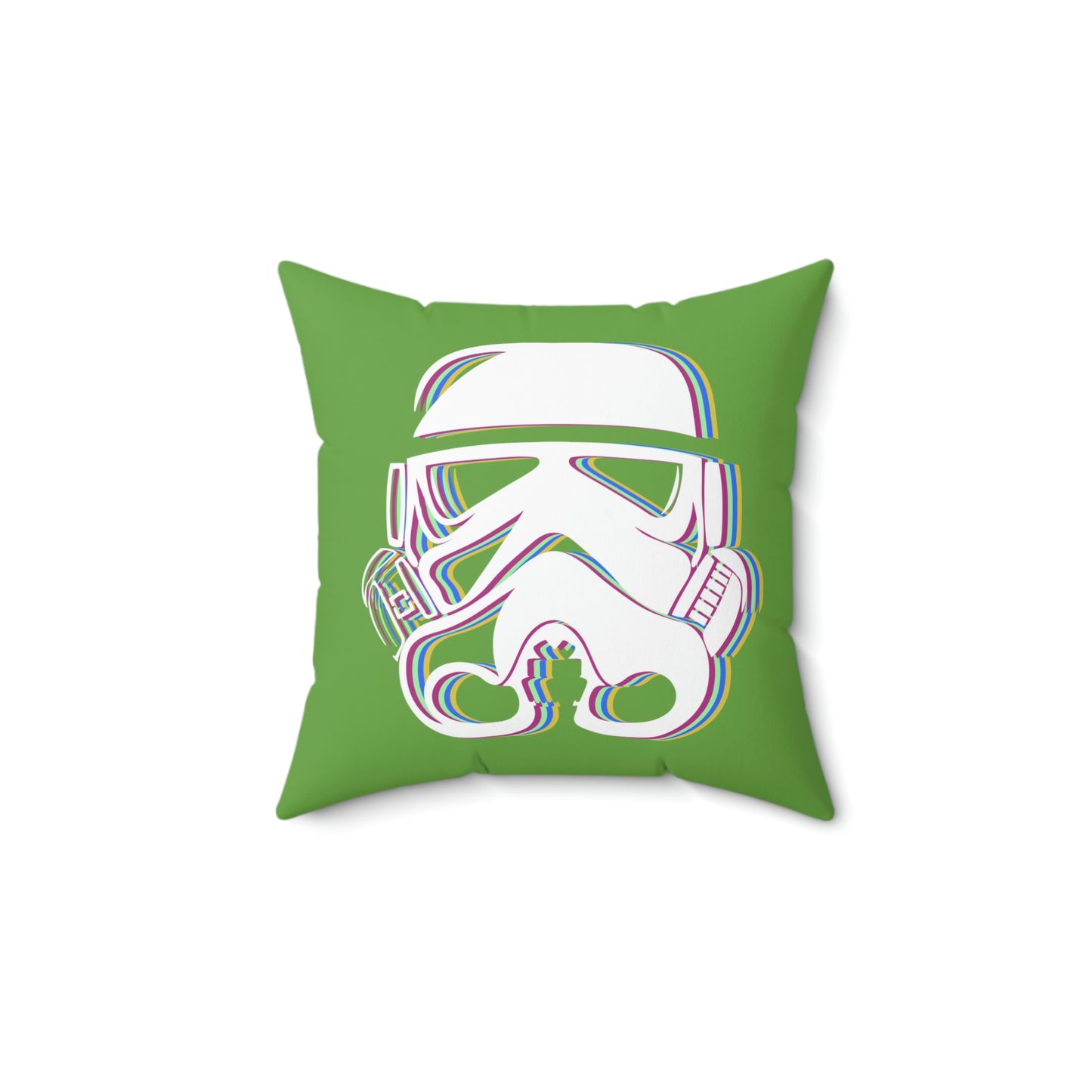 Spun Polyester Square Pillow Case ”Storm Trooper 16 on Green”