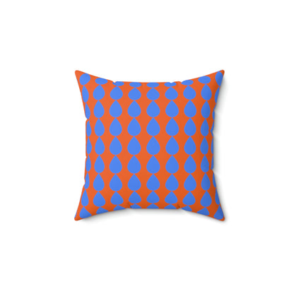 Spun Polyester Square Pillow Case ”Water Drop on Orange”
