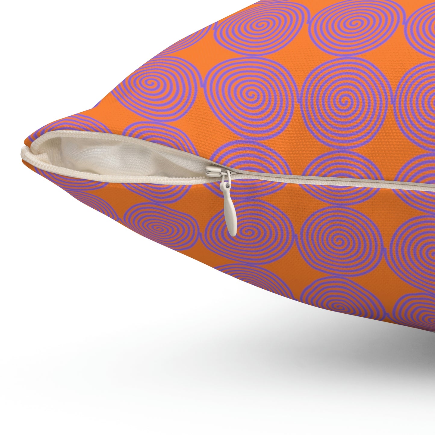 Spun Polyester Square Pillow Case ”Purple Spiral on Crusta”