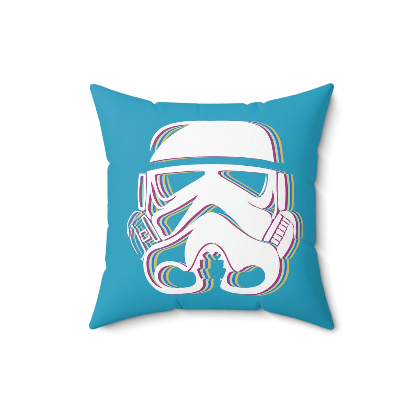 Spun Polyester Square Pillow Case ”Storm Trooper 16 on Turquoise”